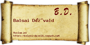 Balsai Dévald névjegykártya